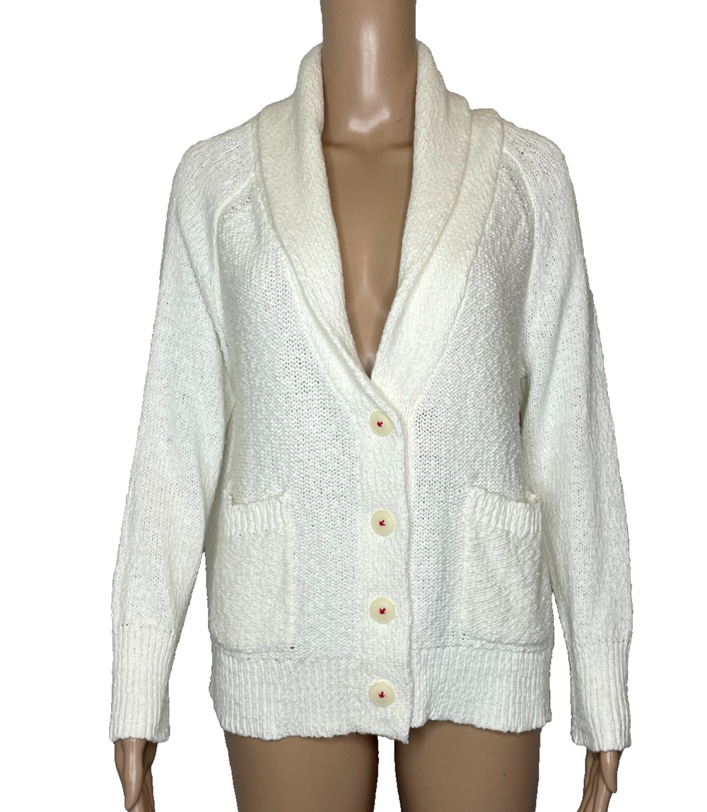 Women's Medium Mia & Tess Heart Print Cotton Blend Collar Cardigan Sweater